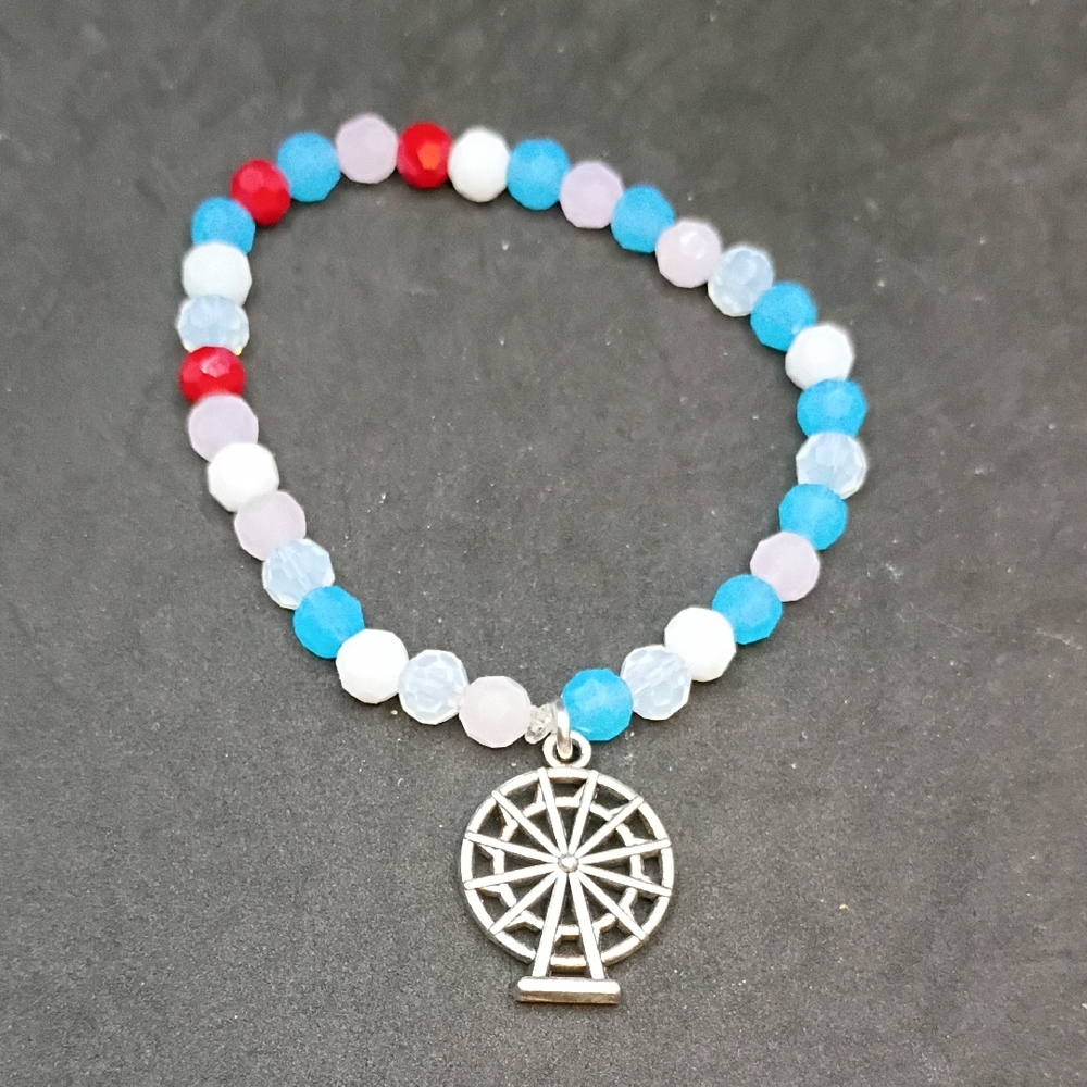 Colorful Beaded Bracelet with Ferris Wheel Charm